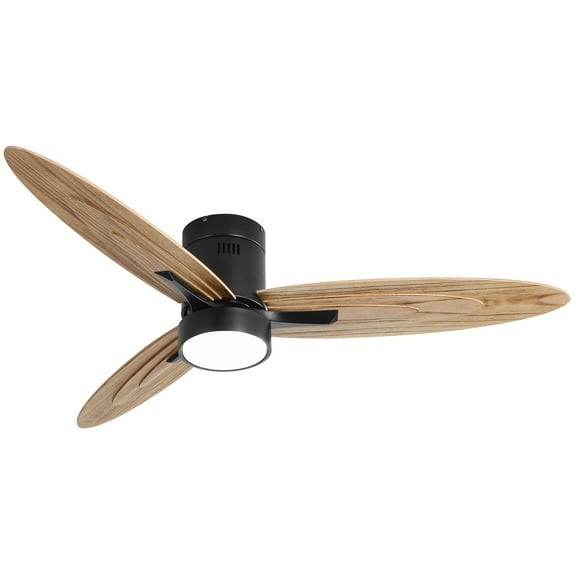 Sofucor 56 Inch Ceiling Fan, Black Flush Mount Modern LED Indoor Farmhouse Ceiling Fans with Remote Control