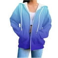 thumbnail image 1 of Dagegui Drawstring Hoodies for Women Gradient Color Coats Drawstring Hooded Sweatshirts with Pockets Casual Loose Athletic Jackets Blue M, 1 of 5