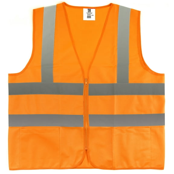 TR Industrial Orange High Visibility Reflective Class 2 Safety Vest, 2 Pockets, Knitted, Size 5XL