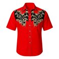 thumbnail image 5 of LIIPEE Western Cowboy Floral Graphic Shirt For Men Short Sleeve Turn Down Collar Button Up Shirts Male Comfortable Breathable Tops,XXXXL, 5 of 5
