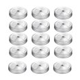 thumbnail image 1 of Tapas de frasco de plata de masón con boca regular de acero con agujero de paja 15 paquetes compatibles con tarro de albañil Afortunado Sencillez, 1 of 5