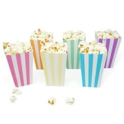 Mini Popcorn & Candy Favor Treat Boxes For Birthday, Bridal and Baby Shower - Assorted Striped Design - 36 Count (Unicorn Pastel Mix)