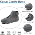 thumbnail image 2 of Men's Outdoor Casual Chukka Boots Handmade Leather Upper Waterproof Sneakers Lightweight for Hiking Wear-resistant Shoes Gray 9 US, 2 of 7