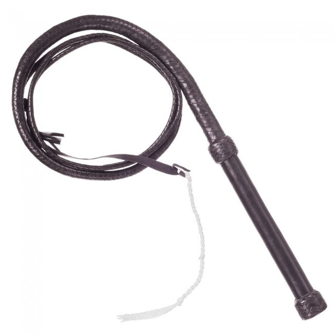 HEAVY DUTY BULL WHIP HUNTER BLACK AND WHITE PU LEATHER 8 FOOT LONG BRAND NEW