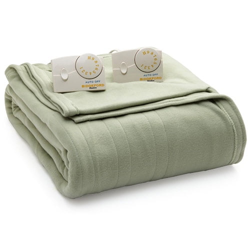 Biddeford 10239032108633 Fleece Electric Heated Blanket Queen Sage