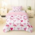thumbnail image 2 of jejeloiu Pink Flamingo Heart Twin Comforter Sets Kids,Tropical Animal Print Bedding Set For Girls,Reversible,2pcs, 2 of 8