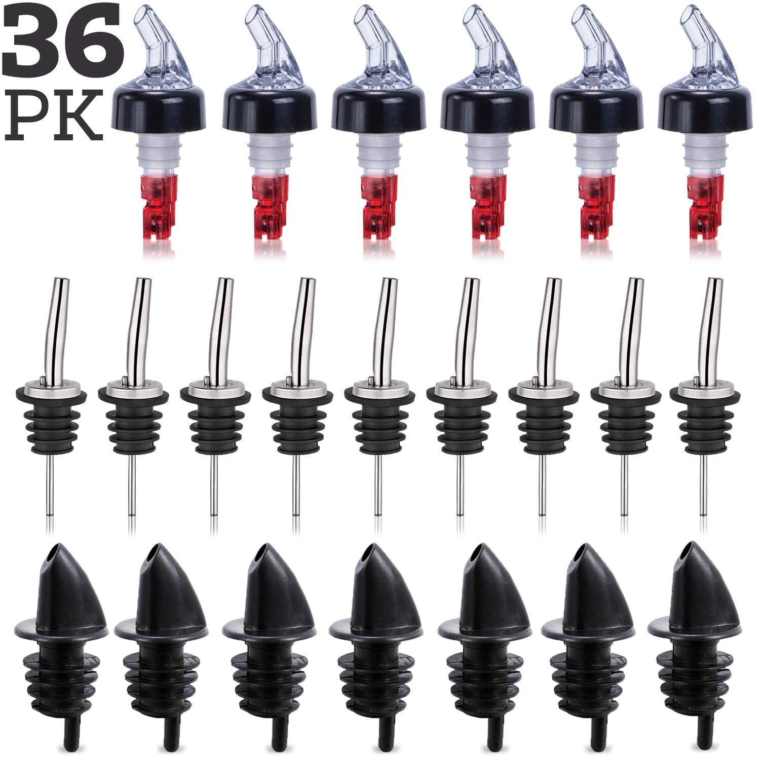 36Piece Liquor Bottle Pourer Set 12Pack Measured Liquor Bottle