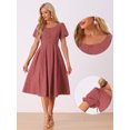 thumbnail image 2 of DARING DIVA Smocked Back Puff Short Sleeve Midi Dress XS Red, 2 of 5