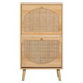 thumbnail image 2 of UBesGoo 2-Drawer 4-Tier Rattan Shoe Storage Cabinet, Shoe Rack Organizer for Entryway Living Room Bedroom Hallway Apartment, Natural, 2 of 11