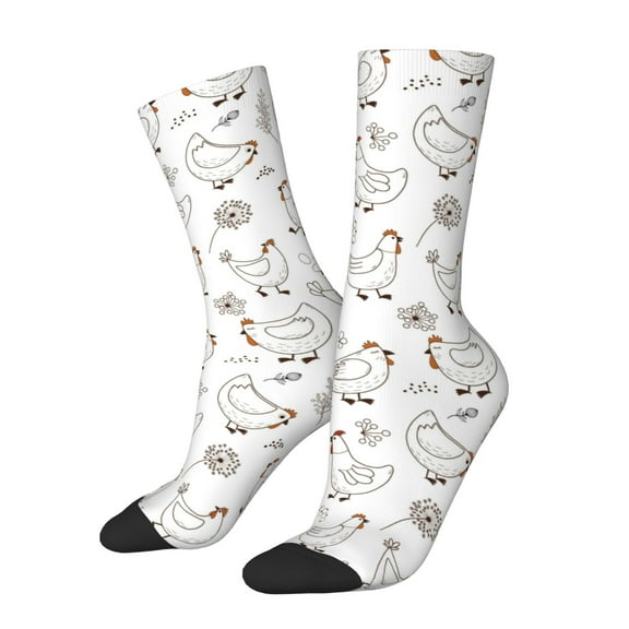 Rateoe Funny Chicken for Women Casual Calf Socks - Cute Crew Socks - Thin Soft Above Ankle Socks Size 5-11
