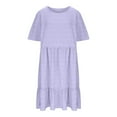 thumbnail image 7 of Tianiyouqing Midi Cute Dresses for Women Oversized Plus Size Short Sleeve Loose Midi Dresses Cotton Linen Ruffle Tiered Layered Birthday Pleated Dresses Light Purple 2XL, 7 of 7