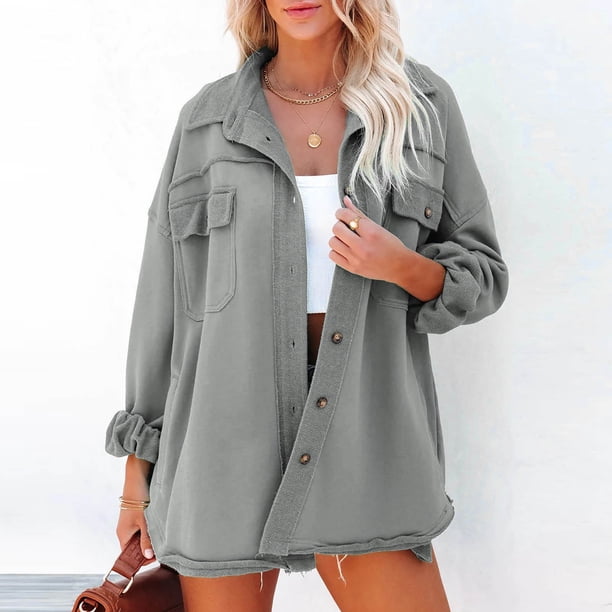 Puntoco Mujeres Damas Sólido Turn Down Collar Chaqueta Bolsillo Manga Larga Abrigo Prendas de Vestir Exteriores Flash Picks Puntoco Puntoco-6770