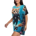 thumbnail image 2 of Haiem Underwater Diving Cat Pattern Pajama Set for Women 2 Piece Lounge Set Short Sleeve Tops and Shorts Soft Sleepwear-Large, 2 of 7