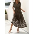 thumbnail image 4 of PRETTYGARDEN Women's Summer Boho Maxi Dress Spring Floral Short Sleeve V Neck A Line Flowy Beach Wedding Guest Dresses, 4 of 9