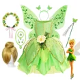 thumbnail image 2 of Disfraz de Campanilla para niñas, disfraz de Halloween para niños, disfraz de Campanilla verde, disfraz de princesa de hadas, fiesta de cumpleaños, 2 a 10 años, 2 of 5