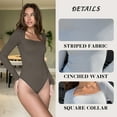 thumbnail image 5 of OQQ women's square ribbed long sleeve bodysuits, 5 of 7