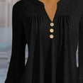 thumbnail image 7 of Teissuly Women's Casual Trumpet 3/4 Sleeve Buttoned Basic Ruched Tops Pleated T-shirts Blouses, 7 of 7