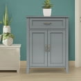 thumbnail image 2 of Teamson Home Mercer Freestanding Two-Door Floor Storage Accent Cabinet with Top Drawer, Gray, 2 of 12