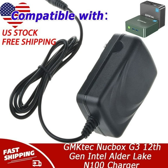 12V AC Charger Compatible with GMKtec Nucbox G3 12th Gen Intel Alder Lake N100