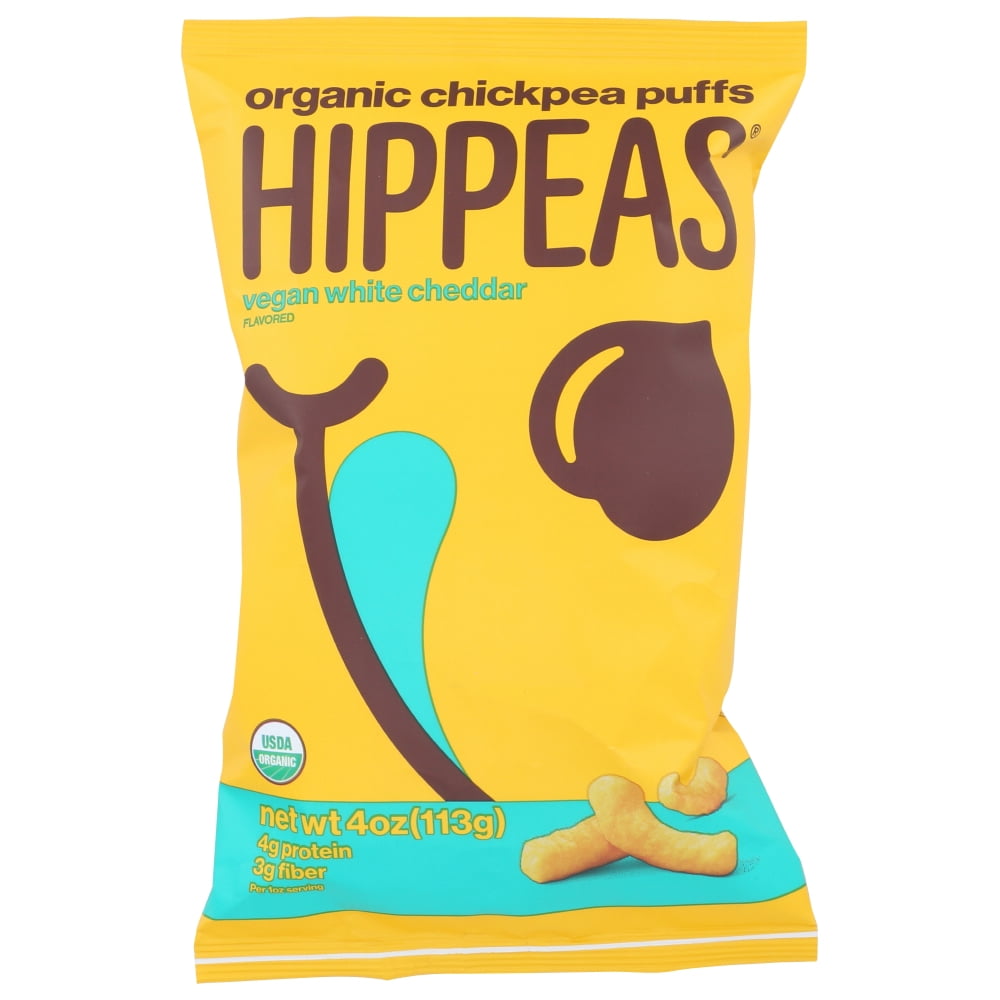 Hippeas Organic Chickpea Puffs Vegan White Cheddar, 4 Oz Bag, Pack Of