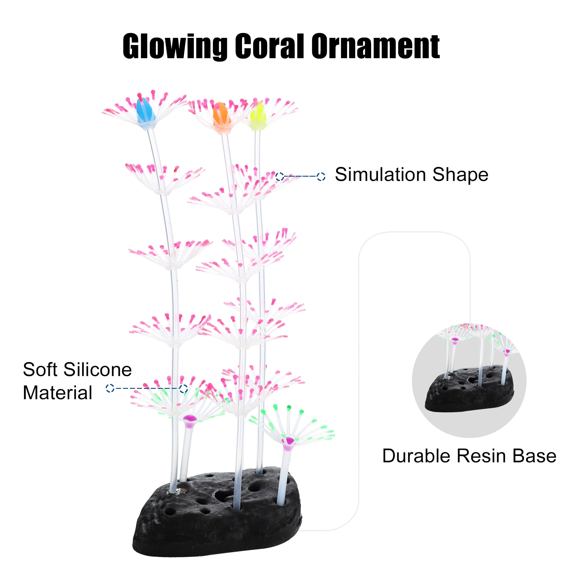Unique Bargains Soft Aquarium Simulation Coral 19.5cm Height Aquatic Artificial Coral Pink