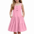 thumbnail image 2 of Glisme Fashion Girls Dresses Size 6-7 Y Toddler Summer Dress Casual Sleeveless Button Down Swing Flowy Tiered Midi With Pockets Pink Sundress For Girl, 2 of 4