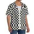 thumbnail image 4 of Disketp Men's Hawaiian Black and White Checkerboard Print Shirts Button Down Holiday Beach Shirts-Large, 4 of 7