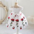 thumbnail image 4 of Odeerbi Tutu Tulle Dress For Toddler Girls Birthday Dresses Formal Dress Net Yarn Flowers Mesh Print Bow Ruffles Party Gown Long Dresses White, 4 of 9