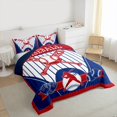 thumbnail image 3 of Castle Fairy Female Men Baseball Gamer Full Size Comforter Sets 3-Piece,Sport Gamer Bedding Comforter Set,Blue Red Lightweight Bedding Sets,Breathable Home Decor,Reversible, 3 of 8