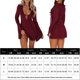 thumbnail image 2 of Vestido de corte bajo con cuello en V profundo Una línea de mujer ahueca hacia fuera el traje de vacaciones Kuymtek Vino rojo T L para Mujer, 2 of 9