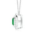 thumbnail image 2 of ANGARA Round Bezel-Set Lab Grown 1.2 Ct Emerald Pendant with Diamond Halo for Women in 14K White Gold (Size-7mm) | May Birthstone, Anniversary, Jewelry Gift for Women | Lab-Grown Emerald Necklace, 2 of 7