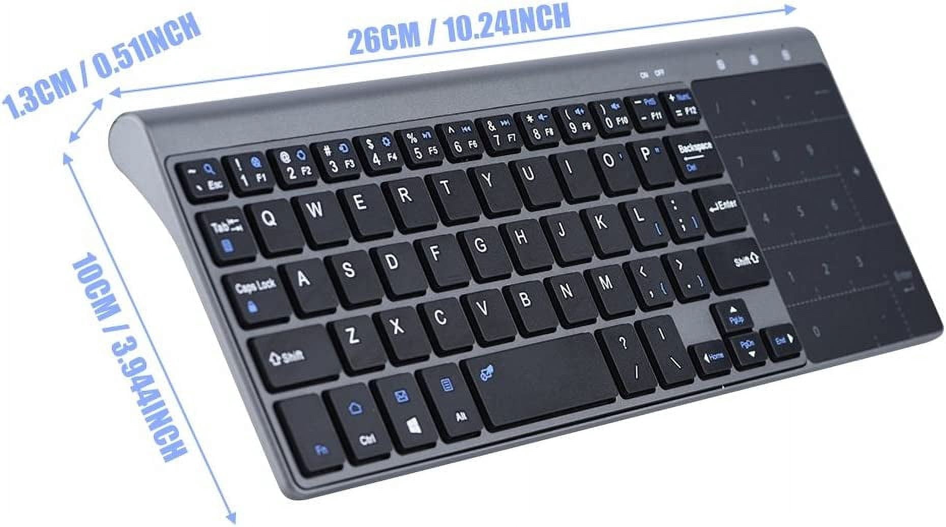 Yirtree Mini Slim Wireless Keyboard, 2.4Ghz Wireless Keyboard Handheld with Touchpad for PC Notebook TV Box Notebook Computer Portable PC Keyboard
