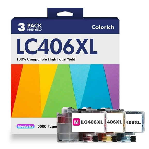 LC406XL LC406 Ink Cartridge Compatible for Brother MFC-J4335DW MFC-J5855DW Printer 406XL for MFC-J6555DW MFC-J4535DW MFC-J6955DW MFC-J4345DW MFC-J5955DW - 3 Pack High Yield Cyan Magenta Yellow