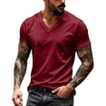 thumbnail image 6 of Trgacdwlo S-4XL Mens Big and Tall Shirts V Neck Short Sleeve Shirts for Men Gym Muscle Athletic Summer Lightweight Wine Mens T-Shirts, 6 of 6