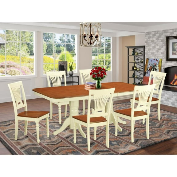 East West Furniture Napoleon 7-piece Wood Dining Table and Chairs in Cherry