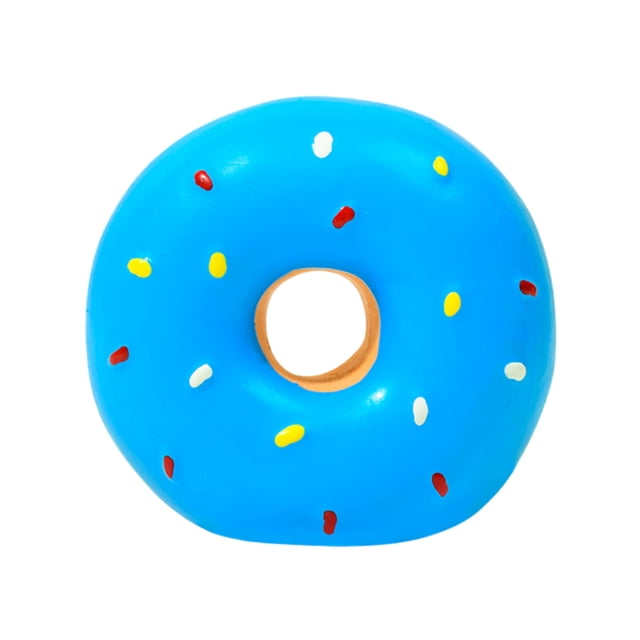 Durable Latex Dog Squeaky Donut Chew Toy for Puppies - Interactive Chewing for Teething Dogs