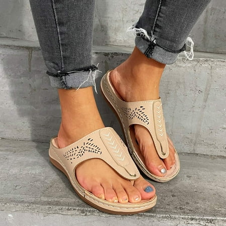 

Fidelma Women s Slippers Womens Shoes Wedges Sandalias Hollow Out Solid Flip Flops Breathable Slippers Beige 41