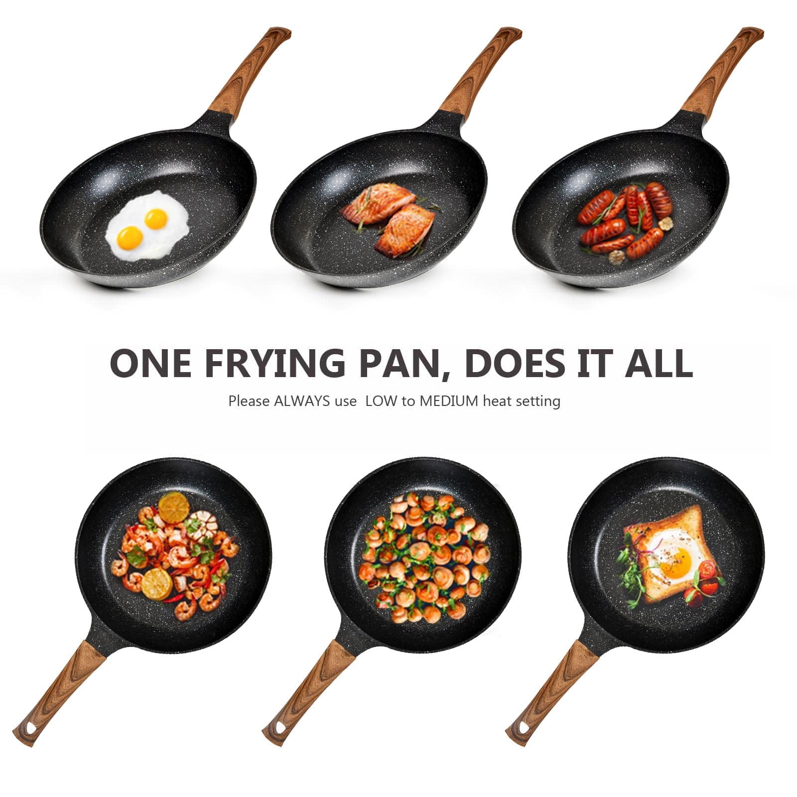 Nonstick Frying Pan with Lid for Cooking, Clatine Omelette Pan Skillets,11" Deep Saute Pans, Woks & Stir-Fry Cookware for Gas, Electric Stove, Induction Top