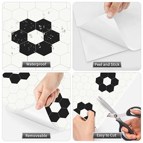 MORCART Peel and Stick Floor Tile, Vinyl Flooring Waterproof, DIY Flooring for Bathroom, Kitchen, Fireplace, Pet House, Stairs, Bedrooms, Wall(20PCS,7.87" x 7.87",White)