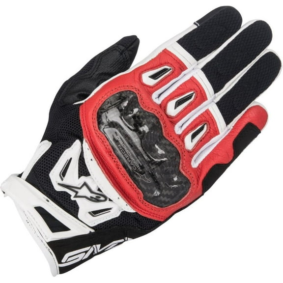 Alpinestars Men's SMX-2 Air Carbon V2 Leather Motorcycle Glove, Black/Red/White, Medium