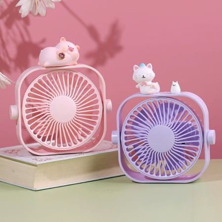 

buateil Mini Fan Portable Strong Wind 3 Speed Cute Cartoon Desktop USB Cooling Fan for Kids Room