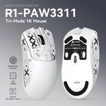 ATTACK SHARK R1 SUPERLIGHT Mouse with Tape, PixArt PAW3311 Gaming Sensor, BT/2.4G Wireless/Wired Gaming Mouse, 6 Adjustable DPI up to 18000, 65 Hrs Battery, Office Mice for Win11/Xbox/PS/Mac