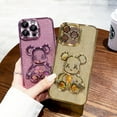 thumbnail image 4 of Electroplated Bear for iPhone 15 Pro Max Case for Women Glitter Floating Liquid Quicksand Case with Camera Protector Slim Shockproof Full Body Protective Case (Gold), 4 of 12