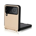 thumbnail image 6 of Allytech Galaxy Z Flip 4 Case with Shoulder Strap, Carbond Fiber Protective Anti-scratch Drop Proof Adjustable Strap Wrist Case Cover for Samsung Galaxy Z Flip 4 5G (2022)- Gold, 6 of 7