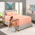 thumbnail image 2 of Nestl Extra Deep Pocket Sheets - Fits Mattress 18-24 Inches Deep, Extra Deep Pocket Twin Xl Sheets Sets, 4 Piece Twin Xl Size Sheets, Twin Xl Sheets Deep Pocket, Peach Sheets, 2 of 5