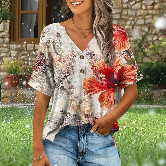 LiMoi Short Sleeves Tunic Tops for Women Womens Vneck Cotton T Shirts Womens T Shirts Loose Fit Graphic Funny Tshirts Shirts Long My Items Ordered