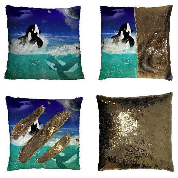 ECZJNT Underwater orcas Pillow Case Home Decor Cushion Cover 16x16 Inch