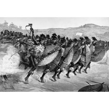 Zulus Attack Zulu War, 1879. /Nthe Zulu Method Of Advancing To The Attack. Wood ...