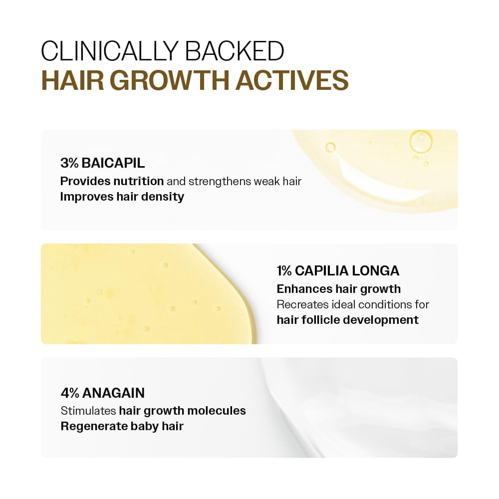 Bare Anatomy Advanced Hair Growth Serum| 3% Redensyl - 2x Better Results than Minoxidil | + 4% Anagain + 3% Baicapil | Rosemary, Biotin | Hair growth & Hair fall control serum for Women & Men | 30mL
