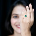 thumbnail image 4 of Rosec Jewels Lab Grown Emerald Solitaire Statement Ring with Diamond - 8X10 mm - AAAA Grade, 14K Yellow Gold, US 7.50, 4 of 8
